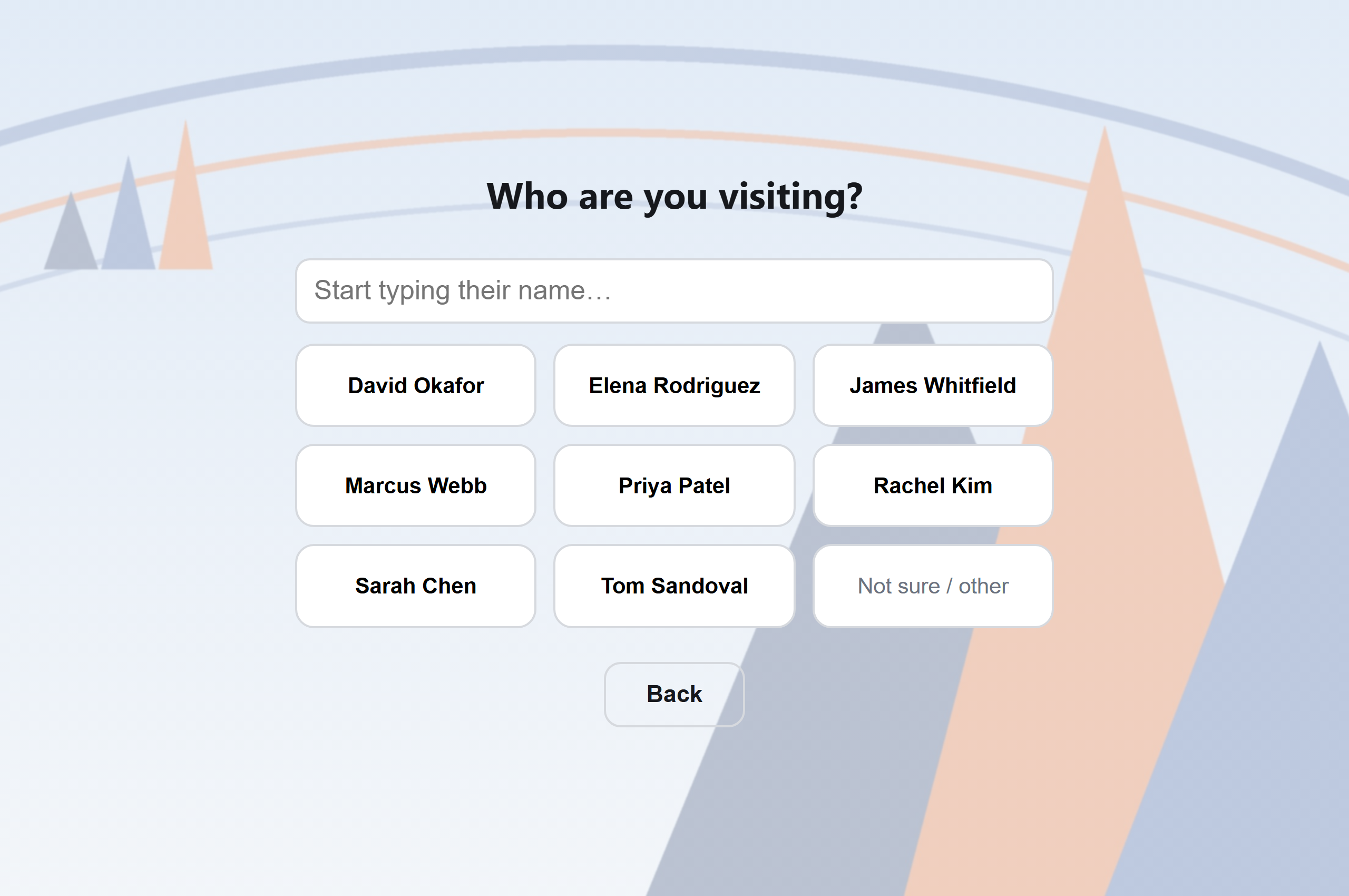 Kiosk host picker backed by the Microsoft 365 directory